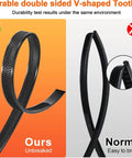 Comparison of durable double-sided V-shaped toothed black zip ties, highlighting heavy duty 12 inch zip ties with 200lbs tensile strength.
