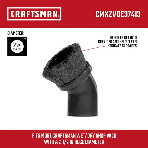 Two And A Half Inch Dusting Brush For Wet Dry Vac Attachments, tough as nails vacuum accessory shown at a side angle.