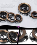Three Piece Drill Press Return Springs Kit 35 by 6 by 0.8mm Quill Feed Return Coils in steel, close-up view.