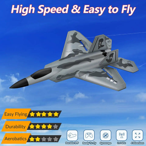 Two Channel RC Airplane Ready To Fly With Self Stabilization And 2.4 GHz Remote, durable foam glider in grey with ratings