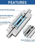 Badass Silent Hidden Door Hinges Six Inch Outswing Concealed Butt Hardware close-up showing zinc alloy construction and pivot.