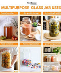 1 Gallon Glass Jars Set With White Lids Eight Pack Wide Mouth Fermentation And Storage Jars Food Grade Glass For Kombucha Pickling Dry Goods And Bulk Pantry Storage multipurpose uses