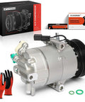 Built Tough Air Conditioning AC Compressor With Clutch Fits Hyundai Elantra 2011 To 2013 with installation instructions and gloves.