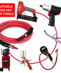 Heavy Duty Red Rubber Air Compressor Hose 3/8 Inch Inner Diameter Six Feet Long With Seamless Aluminum Quick Coupler And Plug for air tools