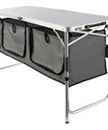 Camping Kitchen Station With Three Adjustable Heights, Folding Outdoor Camp Cooking Table With Storage Organizer shown