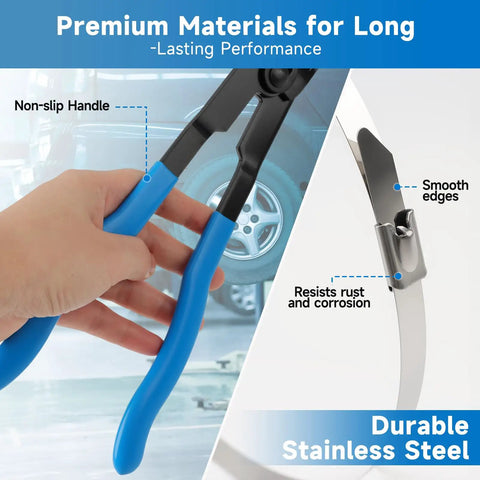 Boot Clamp Pliers Kit With 20 Pieces 304 Stainless Steel Clamps Pro Grade Axle Tool Set for Car Repair, Blue Handles
