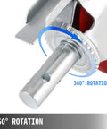 Close-up of Beefy Heavy Duty Scaffolding Wheels Set Of 4 8 Inch Red Polyurethane Casters with Brakes showing 360-degree rotation feature.