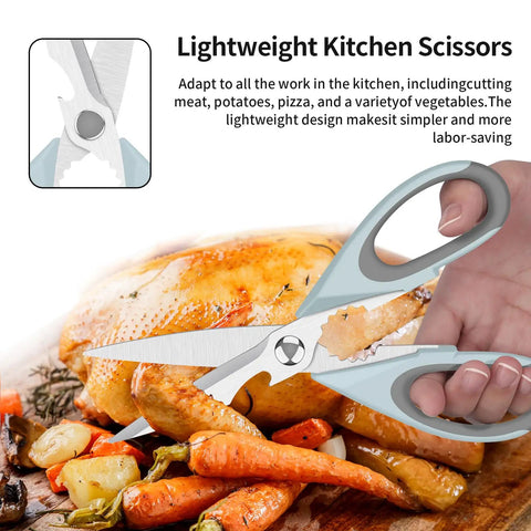 Left Handed Kitchen Scissors For Meat And Poultry, Beefy Multifunctional Heavy Duty Safe Food Shears, Stainless Steel, Razor Sharp For Cutting Fish, Deboning, Scaling, And Veggie Prep, cutting roast chicken