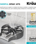 Skip The Scrub Stainless Steel Glass Rinser For Kitchen Sink Attachment with 9 spray jets cleaning tall bottle.