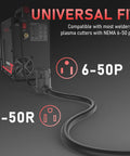 20-Foot Welder Extension Cord 250V 25A 10 AWG 3-Conductor Cable NEMA 6-50P to 6-50R with universal fit for welders