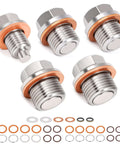 Top Tier 5-Piece Stainless Steel Magnetic Oil Drain Plug Kit For Polaris RZR Ranger General Sportsman Heavy Duty Gearcase Engine Fill Set Replaces 7052306 2203738 2203739 3234756 3234755 With Washers, five plugs and washers