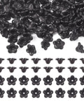 Black Acrylic Flower Bead Caps 100 Pcs Five Petal Frosted Resin Flower Spacers for DIY Jewelry Making and Craft Projects