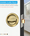 Recessed Round Flush Door Handles Set 2 Pieces Stainless Steel Hidden Embedded Pulls for Doors and Furniture
