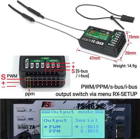 2.4GHz AFHDS2A RC Transmitter and iBus Receiver Bundle for FPV Drones and Multirotors 6CH PWM Or 10CH iBus Sky Radio Control