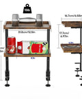 Dope Clamp On Desk Shelf Two Tier Wood Setup For Office Desk And Gaming Accessories 12.5 Inch Tabletop Book Storage Rack Top And Under Desk Organizer No Drill Brown Finish with dimensions and weight capacity shown