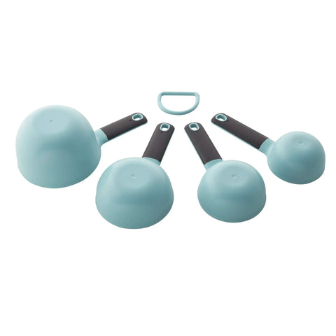 Aqua Sky Measuring Cups Set Of Four With One Quarter, One Third, One Half, And One Cup Sizes, Easy Read Markings In Standard And Metric
