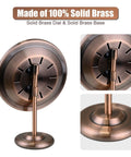 Side view of Vintage Brass Indoor Outdoor Thermometer And Humidity Gauge 2 In 1 Weather Station With Removable Stand