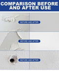 Comparison of wall before and after using Patch Kit For Drywall Holes With Scraper, Quick-Dry Spackle Paste For Large Wall Repairs.