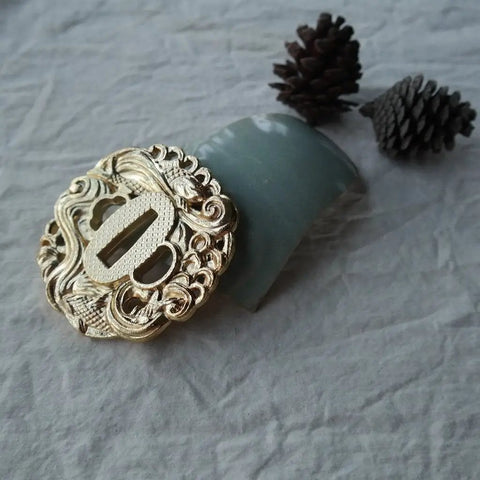 Hand Forged Alloy Katana Tsuba Guard For Samurai Swords 3.2 Inch Durable Iaido Accessory with ornate fish pattern
