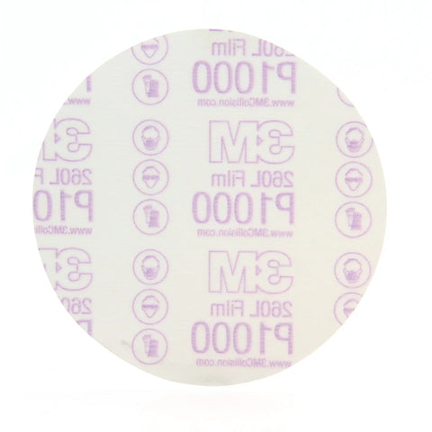 Back view of Stikit Finishing Film Abrasive Disc 260L P1000, 6 Inch Aluminum Oxide Disc with Tear-Resistant Film Backing pattern visible