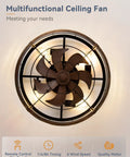 20-Inch Caged Ceiling Fan With Light And Remote, Low-Profile Flush Mount Fandelier in Industrial Farmhouse Style, ceiling view