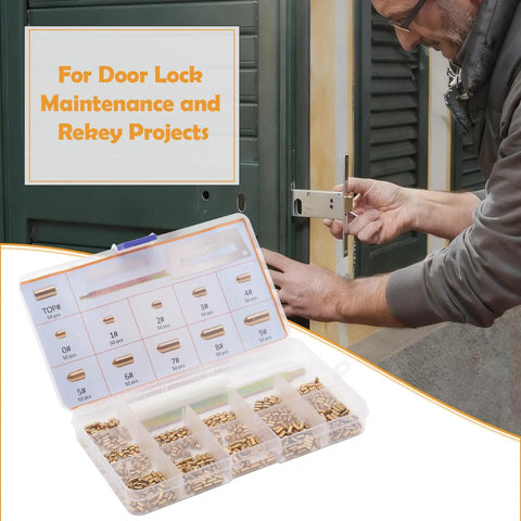 Keyway Rekey Kit For SC1 And SC4 Locks With Bottom Pins 0 Through 9 50 Pins Per Kit shown with lock installation