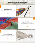Heavy Duty 550 Lbs Double Hammock With Stand Included And Portable Carrying Bag For Outdoors And Indoors Rainbow Stripe Upgraded 2 Person Hammock With Frame featuring adjustable height, high-quality material, and improved stability.