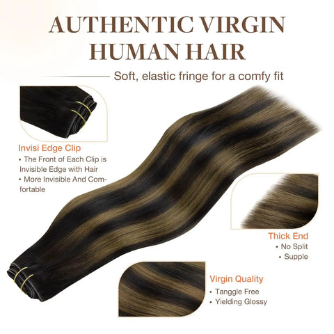 Flawless Buttery Smooth Human Hair Clip In Extensions Set With Invisi Edge Pu Clips For A Seamless Natural Blend That Hits Different Every Day And Delivers A Total Slay Vibe Year Round