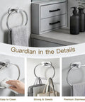 Self Adhesive Towel Ring for Bathroom No Drill Stainless Steel Brushed Nickel Hanger with towel in modern setup