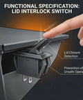 Direct Fit Pellet Stove Hopper Cover Switch Replacement For SRV7000 612 And SRV7000 819 detail view with lid closure detection