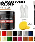 Real Deal Dark Brown Leather Recoloring Balm To Bring Couch Back To Life Knock Out Nasty Scratches Fast While Conditioning And Restoring Faded Leather Look Sharp with included gloves and sponges.