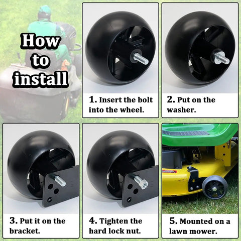 Pro Grade Heavy Duty Mower Deck Gauge Wheel With Bracket Kit 42 Inch Replacement For 525509501 And 532181040 Durable PP Wheel With Bracket And Lock Nut Hardware For Easy Install