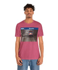 Fresh Heather Blend T Shirt Celebrating Winnetka Up N Metra Union Pacific North Train Station worn by a model, casual style.
