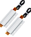 Two PTC heating elements with aluminum housings, black wires, orange ceramic tips; mounting holes, 2.36x1.10 in.
