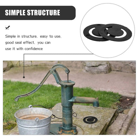 3 Pack Round Rubber Seals for Well Pump Check Valve Weatherproof Replacement Gaskets shown near a vintage water pump