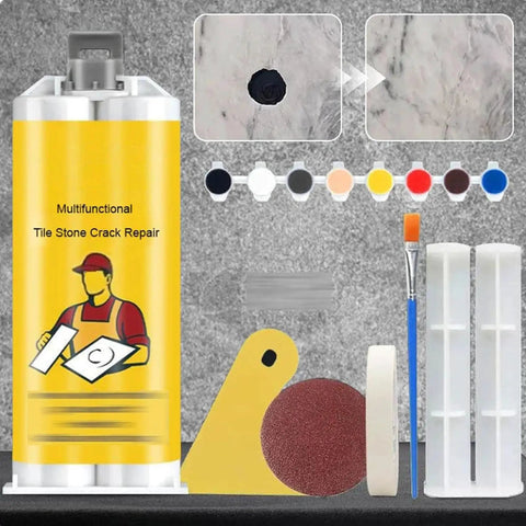 Quick Dry Tile Repair Glue DIY Kit With Complete Tool Set For Permanent Fixes Of Chips Pits And Cracks