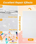 Before and after images of drywall repair showing broken holes, peeling, graffiti, and smooth finish with Drywall Repair Kit With 12 Oz White Putty Filler And Spatula For Patching Holes And Cracks An Easy Foolproof Fix Perfect For Your Walls No Drama Cleanup Fast Dry Formula.