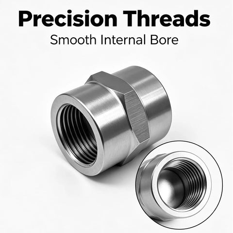 Badass Heavy Duty Two Pack One Half Inch Hex Coupling Npt Female To Female Pipe Connector 304 Stainless Steel Rust Resistant Adapter with precision threads.