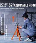 Front view of orange VEVOR pipe stand with 27.2–52 in adjustable height, steel construction.