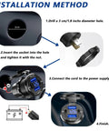 Installation method for Dual PD USB C And Quick Charge 3.0 Car Charger Socket with clear steps and visuals.