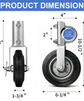 Heavy Duty Gate Wheel For Metal Swing Gate Smooth Rolling Lift With Lock On Non Slip Grip And Built Like A Tank Serrated Mount For Round Pipe Frames In 2 Pack Silver dimensions showing 8x4x2 inches.