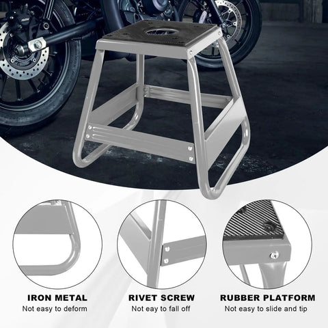 Heavy Duty Dirt Bike Stand Lift Up To 1000 Lbs Universal Detachable Motorcycle Stand For Maintenance Works With Kawasaki Honda Yamaha And More Silver Finish Stable Steel Construction For Safe Lifts.
