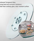 Massive 35 Inch Turntable Lazy Susan Tabletop Rotating Tray With Tempered Glass Display Plate, close-up of glass surface and bearing