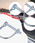Heavy Duty Round Coupler Pin And Shaft Lock For Truck Trailers Galvanized Iron Pto Hitch shown with locking mechanism and dimensions.