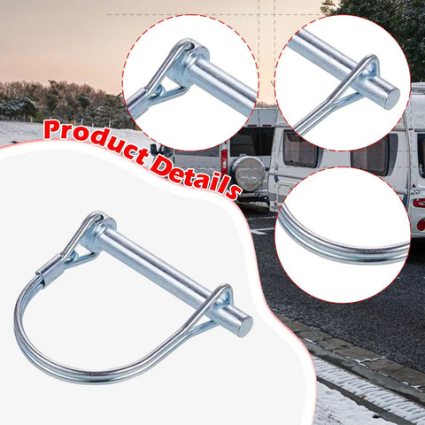 Heavy Duty Round Coupler Pin And Shaft Lock For Truck Trailers Galvanized Iron Pto Hitch shown with locking mechanism and dimensions.