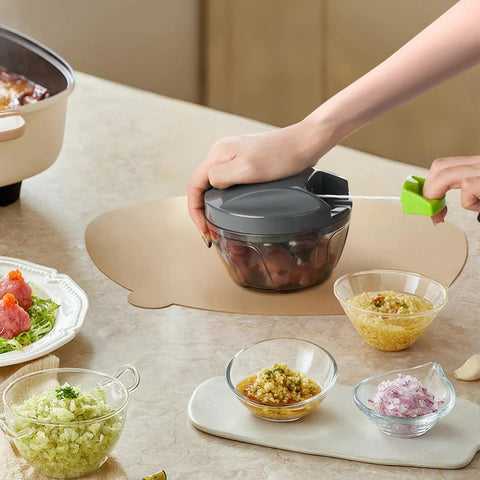 Portable Manual Food Chopper For Veggies And Fruits Handy Hand Pull String Cutter Onion Garlic Mincer 500ml Capacity