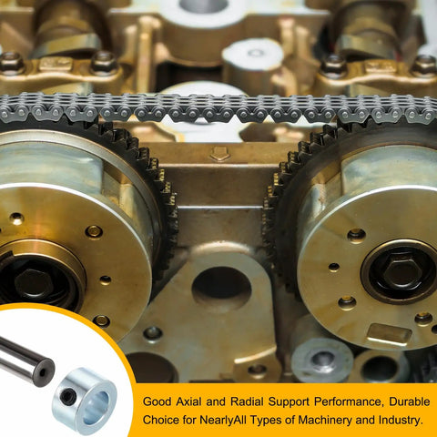 Two Pack Bore One Half Inch Shaft Collar Seven Eighths Inch Outer Diameter One Half Inch Thick Carbon Steel Zinc Plated With M Six Set Screws And Wrench Landing Gear Stopper Wheel Collar Built Tough For Machine Tool Industry showing metal gears and chain system for machinery support