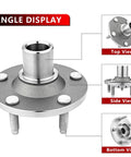 Front Wheel Hub And Bearing Assembly For Ford Escape 2001 To 2012, Mazda Tribute 2001 To 2011, And Mercury Mariner 2005 To 2011, 5 Lug Hub Replacement, Plug And Play, OE Quality, Ready To Install, angle views