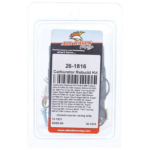 Packaging for Carburetor Rebuild Kit For 550 Classic ATV Replacement showing barcode and product details