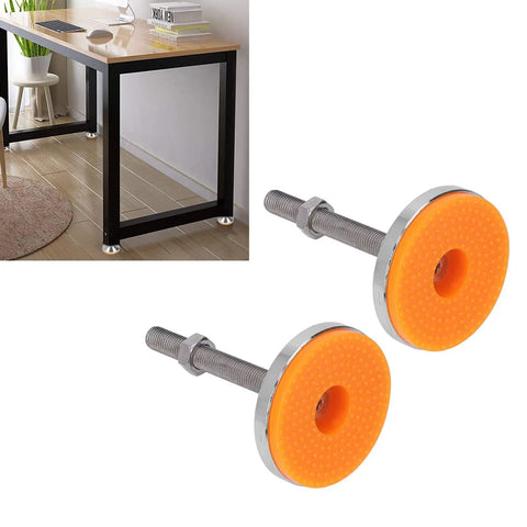 Heavy Swivel Leveling Feet 2 Pack featuring orange TPU rubber pads and M16 carbon steel thread for table stability.